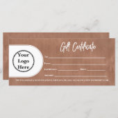 Modernes trendisches Logo | Rustic Kraft Gift Cert (Vorne/Hinten)