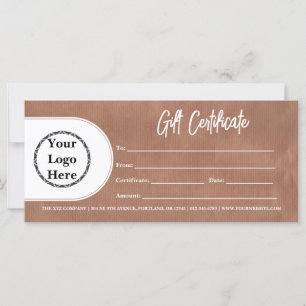 Modernes trendisches Logo Rustic Kraft Gift Cert