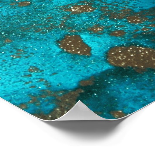 Modernes Trendsetter Abstrakt Bio Aquamarin Türkis Poster (Ecke)