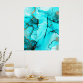 Modernes Trendsetter Abstrakt Bio Aquamarin Türkis Poster (Küche)