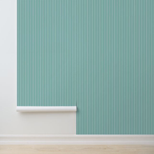 Modernes Trendy 1" Pinstripe Light Aquamarin Blue Tapete (Anwendung)