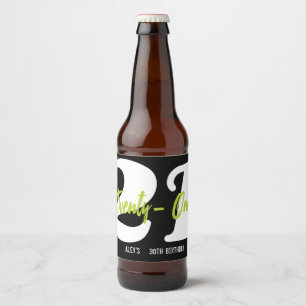 Modernes, trendy 21. Geburtstags-Party Bierflaschenetikett