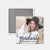 Modernes Trendy Abschluss Foto Ankündigung Sq Magnet (Vorderseite/Rückseite)