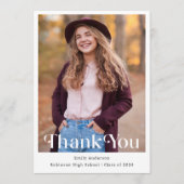 Modernes Trendy Abschluss Foto Dankeskarte (Vorderseite)