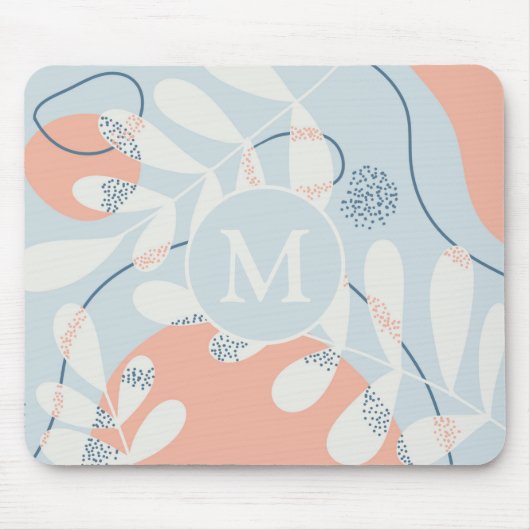 Modernes, trendy Abstraktes Monogramm botanischer  Mousepad (Vorne)