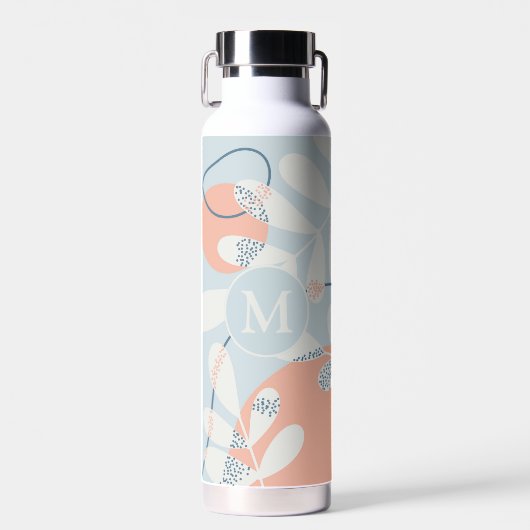 Modernes, trendy Abstraktes Monogramm botanischer Trinkflasche (Vorne)