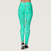Modernes Trendy Aqua Blue Wildblume Pattern Leggings (Rückseite)