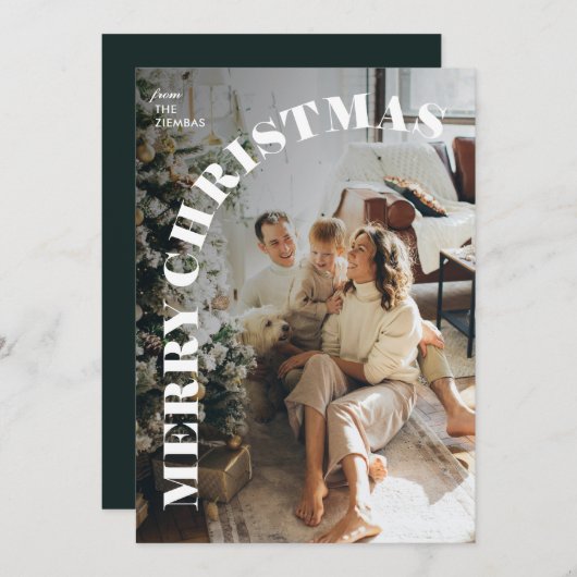 Modernes trendy Arched Frohe Weihnachten Familie F (Vorne/Hinten)