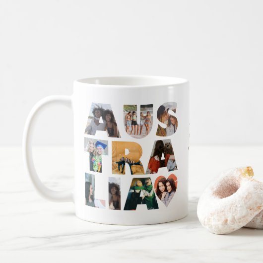 Modernes Trendy AUSTRALIA Herz 10 FotoCollage Kaffeetasse (Mit Donut)