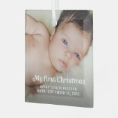 Modernes trendy Baby's erstes Weihnachts-Custom-Fo Ornament Aus Glas (Vorderseite links)
