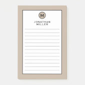 Modernes, trendy Beige Monogram Post-it Klebezettel (Vorderseite)