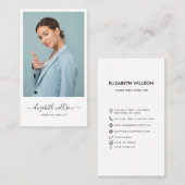 Modernes trendy Beruflich Script Vertical Foto Visitenkarte (Vorne/Hinten)