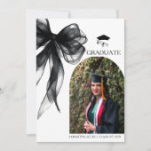 Modernes Trendy Black Bow Abschluss Foto Ankündigung (Vorderseite)