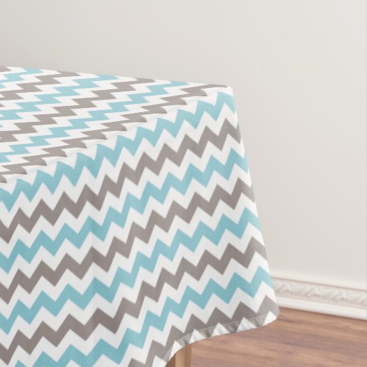 Modernes trendy Blue Grau Zickzack Muster Tischdecke (Beispiel)