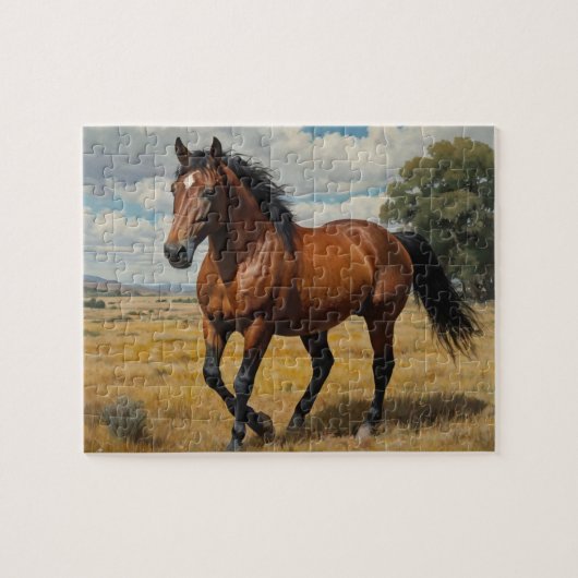 Modernes Trendy Brown Renn Running Puzzle (Horizontal)