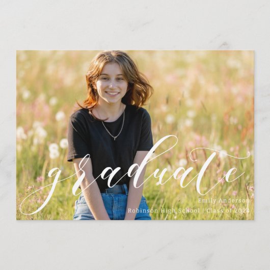 Modernes Trendy Calligraphy Abschluss Foto Ankündigung (Vorderseite)