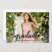 Modernes Trendy Calligraphy Abschluss Foto Ankündigung (Vorne/Hinten)