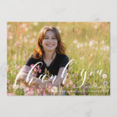 Modernes Trendy Calligraphy Abschluss Foto Dankeskarte (Vorderseite)