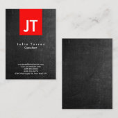 Modernes, trendy Chalkboard Red Monogram Visitenkarte (Vorne/Hinten)