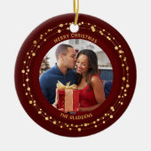 Modernes, trendy Christmas Dark Gold Accent Couple Keramik Ornament (Vorne)