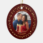 Modernes, trendy Christmas Dark Gold Accent Couple Keramik Ornament (Links)
