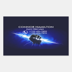 Modernes trendy Cool Blue Lightning Electrician Bu Rechteckiger Aufkleber