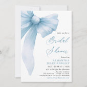 Modernes trendy Coquette Blue Bow Brautparty Einladung (Vorderseite)