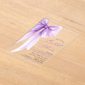 Modernes Trendy Coquette Lila Bow Brautparty Acryleinladungen (Ablage )