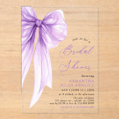 Modernes Trendy Coquette Lila Bow Brautparty Acryleinladungen (Vorderseite)