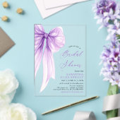 Modernes Trendy Coquette Lila Bow Brautparty Acryleinladungen (In Situ (Hochzeit))