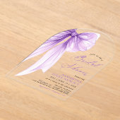 Modernes Trendy Coquette Lila Bow Brautparty Acryleinladungen (Ablage )