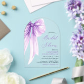 Modernes Trendy Coquette Lila Bow Brautparty Acryleinladungen (Insitu (Hochzeit))