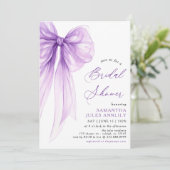 Modernes Trendy Coquette Lila Bow Brautparty Einladung (Stehend Vorderseite)