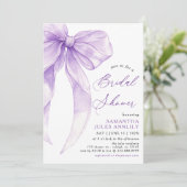 Modernes Trendy Coquette Lila Bow Brautparty Einladung (Stehend Vorderseite)
