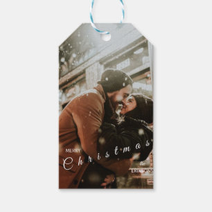 Modernes trendy Dark Dusky Christmas Couple Foto Geschenkanhänger