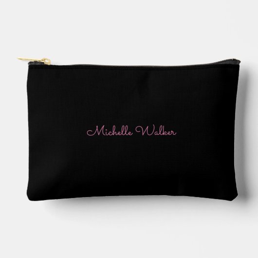 Modernes Trendy Elegant Black Stylish Monogram Zubehörtasche (Vorderseite)