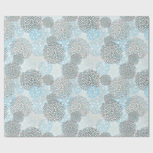 Modernes, trendy floral Muster Blau Geschenkpapier (Flach)