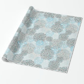 Modernes, trendy floral Muster Blau Geschenkpapier (Ungerollt)