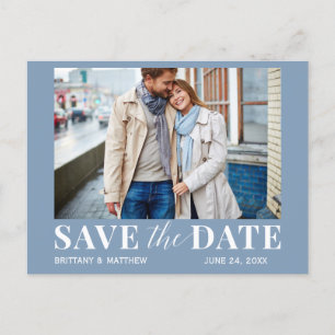 Modernes Trendy Foto Dusty Blue Save the Date Postkarte