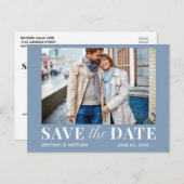 Modernes Trendy Foto Dusty Blue Save the Date Postkarte (Vorne/Hinten)