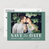 Modernes trendy Foto Eukalyptus Green Save the Dat Postkarte (Vorne/Hinten)