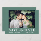 Modernes Trendy Foto Eukalyptus Green Save The Date (Vorne/Hinten)