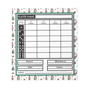 Modernes trendy fröhliches Weihnachts-Bunco Score  Notizblock