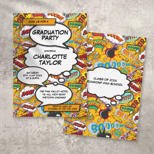 Modernes Trendy Graduation Party Fun Comic Book Einladung