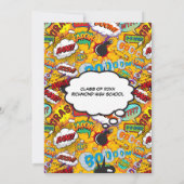 Modernes Trendy Graduation Party Fun Comic Book Einladung (Rückseite)