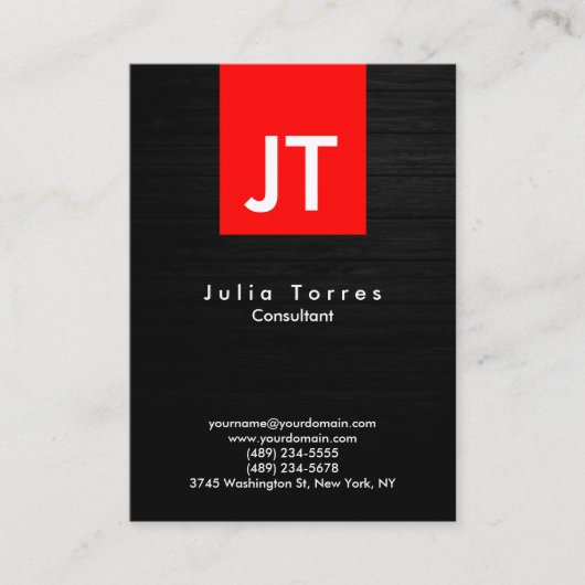 Modernes, trendy graues Holzrottongram Visitenkarte (Vorderseite)