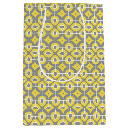 Modernes, trendy graues und weißes Mosaikmuster Mittlere Geschenktüte