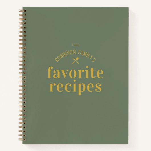 Modernes Trendy Khaki Green Blank Recipe Journal Notizblock (Vorderseite)