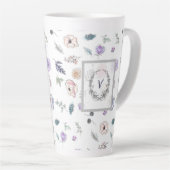 Modernes Trendy Kute Blume Wasserfarbenmonogramm Milchtasse (Rechte Ecke)