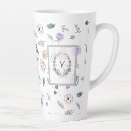Modernes Trendy Kute Blume Wasserfarbenmonogramm Milchtasse